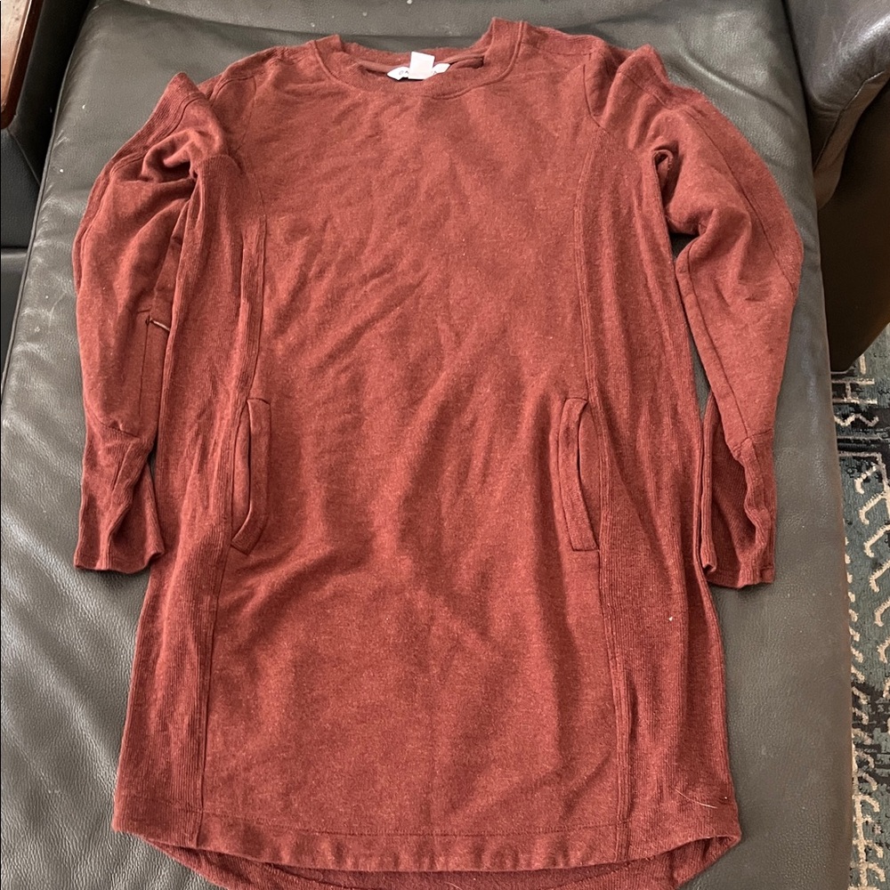 Athleta Brick Red Long Sleeve Sweater Dress/Tunic